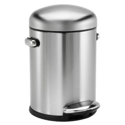 Simplehuman 4.5 Litre Round Retro Pedal Bin – Brushed Steel